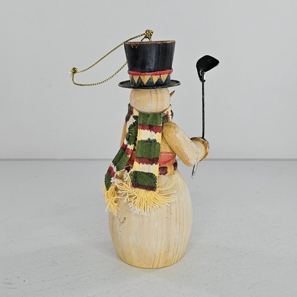 Wood Golfing Snowman Ornament Christmas Holiday Decor - Picture 4 of 9